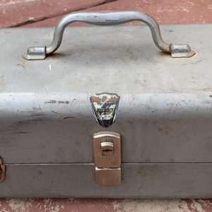 Vintage My Buddy Falls City Tackle Box Metal 2 Tray USA Made 15"x7"x6"