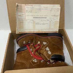 Vintage JC Penney  Hiking Boots Size  6.5D Red Laces With Box & Receipt 1980