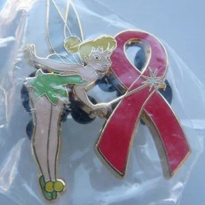 Disney Tinkerbell Red Ribbon Aids Awareness 1.75" Limited Edition Collectors Pin