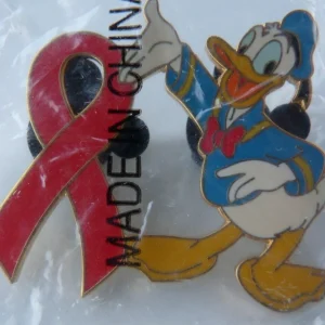 Disney Donald Duck Red Ribbon Aids Awareness 1.75" Limited LE 100 Collectors Pin