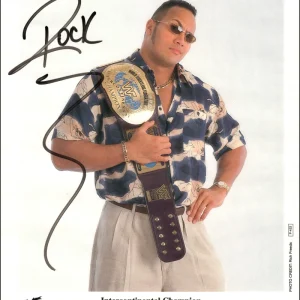 Dwayne Johnson The Rock Signed Autograph 8x10 Photo - Original WWF Promo JSA COA