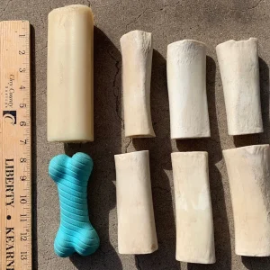 Lot of 8 Larger Dog Chew Bones 6 Real Bones, 1 Playology , 1 Nylabone