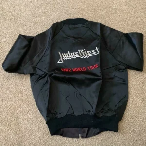 1982 Judas Priest Vengeance Tour Black Satin Tour Jacket Size S & M NEW NOS