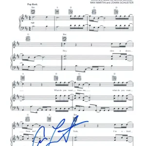 Adam Lambert Signed Autograph Whataya Want from Me Sheet Music - Queen