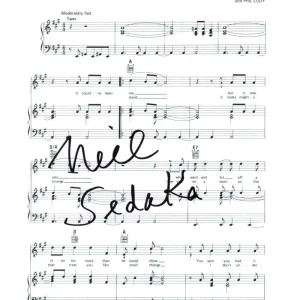 Neil Sedaka Signed Autograph Bad Blood Sheet Music - The Hungry Years