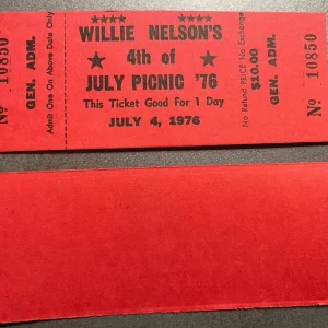 Willie Nelson 1976 4th Of July Picnic Concert Ticket Unused Rare