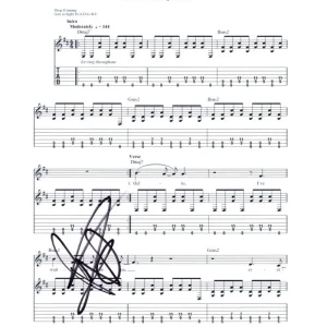 Pat Smear Foo Fighters Signed Autograph Everlong Sheet Music Colour & the Shape