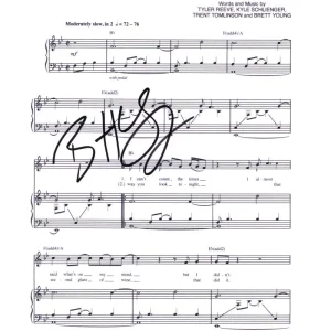Brett Young Signed Autograph In Case You Didn't Know Sheet Music - Country Music