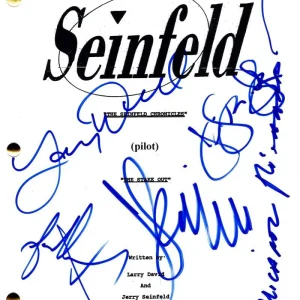Jerry Seinfeld Michael Richards Larry David +2 Signed Autograph Script JSA COA