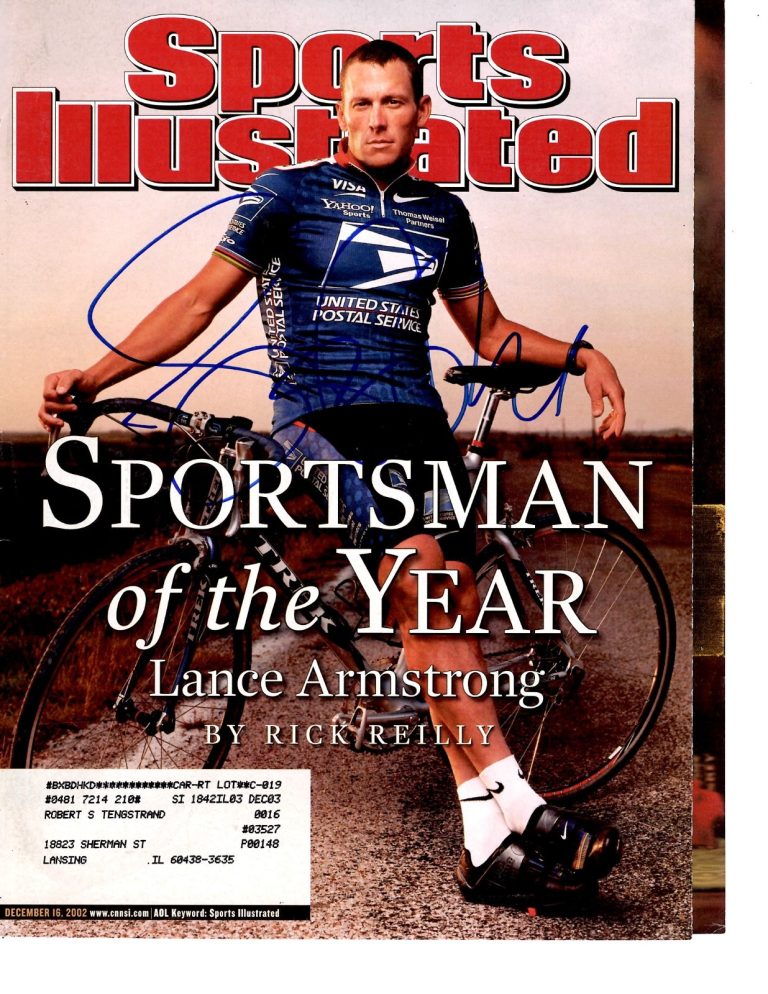 LANCE ARMSTRONG SIGNED SPORTS ILLUSTRATED COVER ONLY 12/16/02