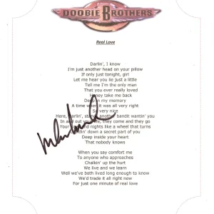 THE DOOBIE BROTHERS MICHAEL MCDONALD SIGNED REAL LOVE LYRIC SHEET
