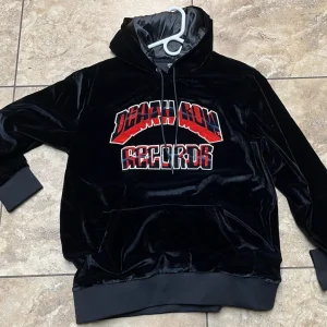 Death Row Records Black Velour Velvet Hoodie Jacket Snoop Dogg Mens Large