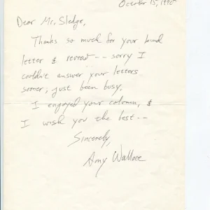 Amy Wallace Famous Author The Book of Lists Signed Autograph Letter