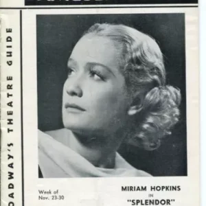 Miriam Hopkins Splendor New York Amusements Broadway Nov 1935 Playbill Program