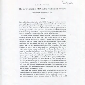 James Watson 1962 Nobel Prize Physiology Medicine Signed Autograph Lecture JSA