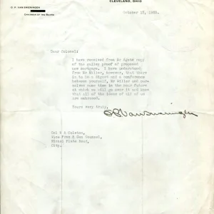 Oris Paxton O.P. Van Sweringen Railroad Baron Shaker Heights Signed Autograph