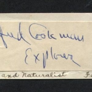 Alfred Cookman Explorer Ornithologist Drexel University Bird Co Signed Autograph