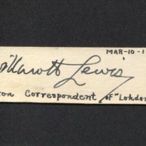 Sir Willmott Lewis Journalist London Times Author Lecturer Signed Autograph