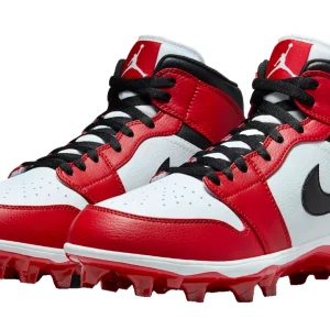Air Jordan 1 Mid TD Football Cleats Chicago White Red Mens FJ6805-106 Brand New