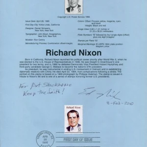 Edward Nixon Brother of President Richard Watergate Signed Autograph FDC Sheet