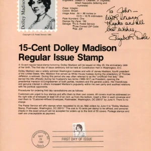 Elizabeth Dole Secretary of Labor Transportation Senator Signed Autograph FDC SH