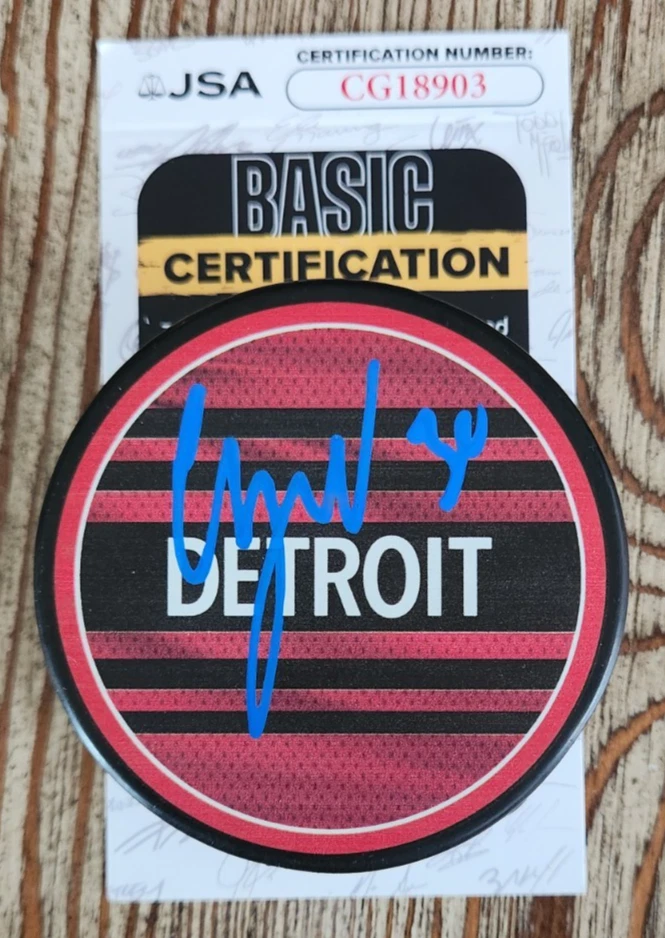 Chris Osgood Signed Reverse Retro Puck w/ JSA COA #CG18903 Detroit Red Wings