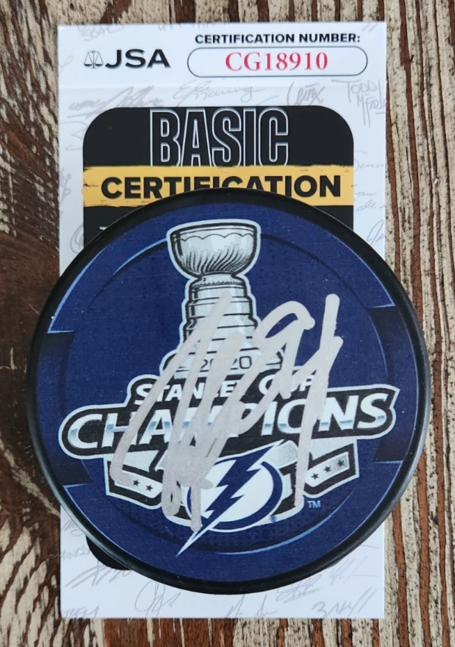 Steven Stamkos Signed 2020 Stanley Cup Champions Puck w/ JSA COA Tampa Lightning