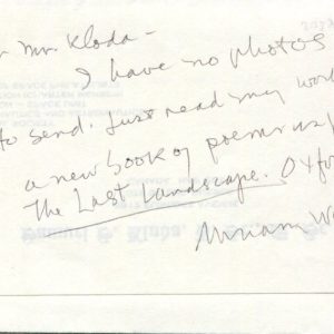 Miriam Waddington Canadian Poet Jacques Cartier in Toronto Signed Autograph