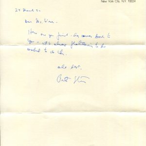 Peter Straub The Talisman Ghost Story Julia Horror Author Signed Autograph Note