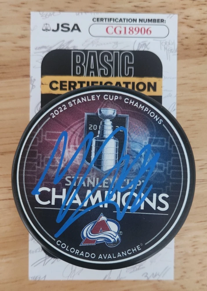 Mikko Rantanen Signed 2022 Stanley Cup Champions Puck JSA COA Colorado Avalanche