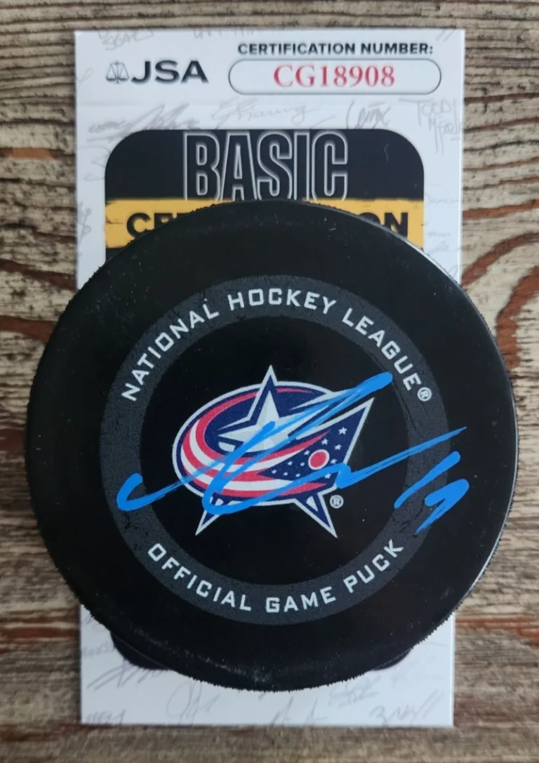 Adam Fantilli Signed Official NHL Game Puck w/ JSA COA Columbus Blue Jackets