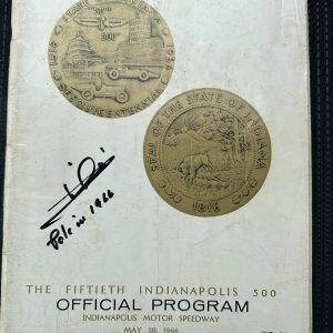 1966 Indy 500 Program Signed By Pole Sitter Mario Andretti Autographed