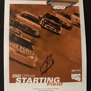 Brickyard 400 Starting Field Line-up Nascar Signed Pole 2003 Kevin Harvick