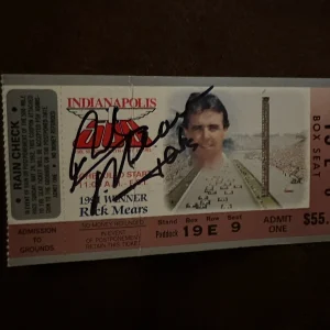 1992 Indy 500 Rick Mears Signed Ticket Stub (1991 Indy Race Winner) Crease