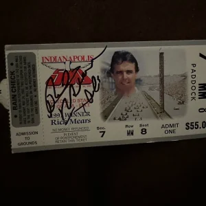 1992 Indy 500 Rick Mears Signed Ticket Stub (1991 Indy Race Winner) Auto