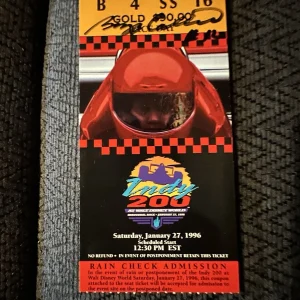 1996 Winner Buzz Caulking Signed Ticket Stub Indy Car Racing IRL Walt Disney 200