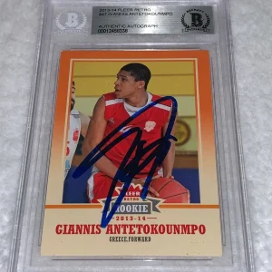 Giannis Antetokounmpo signed 2013-14 Fleer Retro #47 Rookie Card RC Bas Beckett