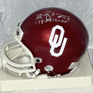 Billy Sims signed Oklahoma Sooners mini helmet W/ Heisman Inscription Beckett