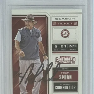 2018 PANINI CONTENDERS ALABAMA COACH NICK SABAN SIGNED BAS BECKETT COA AUTOGRAPH