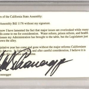 SIGNED Arnold Schwarzenegger ICONIC CALIFORNIA FU LETTER PSA DNA COA Autographed