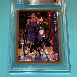 BILL LAIMBEER Signed 1992-93 FLEER Card #64 Beckett Auth BAS