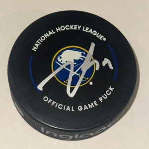 ZACH BENSON Signed Buffalo SABRES Official GAME Puck Beckett Auth (BAS)