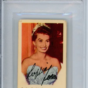 SIGNED VINTAGE DUTCH TRADING CARD SOPHIA LOREN AUTOGRAPHED PSA DNA COA AUTHENTIC