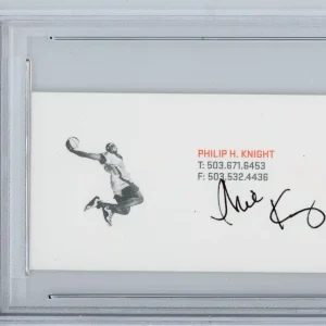 PHIL KNIGHT NIKE CEO SIGNED 2x BUSINESS CARD PSA DNA AUTOGRAPH LEBRON JAMES PIC