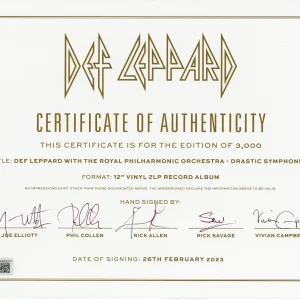 DEF LEPPARD SIGNED BY THE FULL BAND CERTIFICATE OF AUTHENTICITY BAS Beckett COA