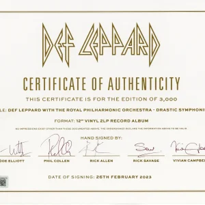 DEF LEPPARD SIGNED FULL ENTIRE BAND CERTIFICATE OF AUTHENTICITY BAS Beckett COA
