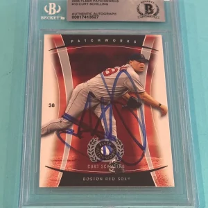 CURT SCHILLING Signed 2005 FLEER PATCHWORKS Card #10 Beckett (bas)