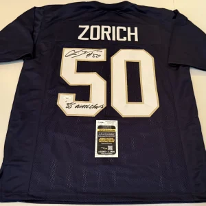 Chris Zorich Notre Dame Fighting Irish signed Custom jersey W/ Inscription JSA