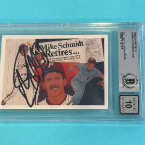 MIKE SCHMIDT Signed 1990 UPPER DECK Card #20 Beckett Auth (BAS) AUTO 10