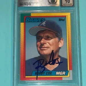 BOBBY COX Signed 1990 TOPPS TRADED Card #23T Beckett Auth.  (BAS) AUTO 10